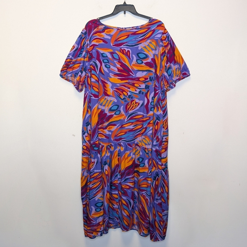 Terra & Sky Women's 4X Plus Size Colorful Tiered Maxi Dress